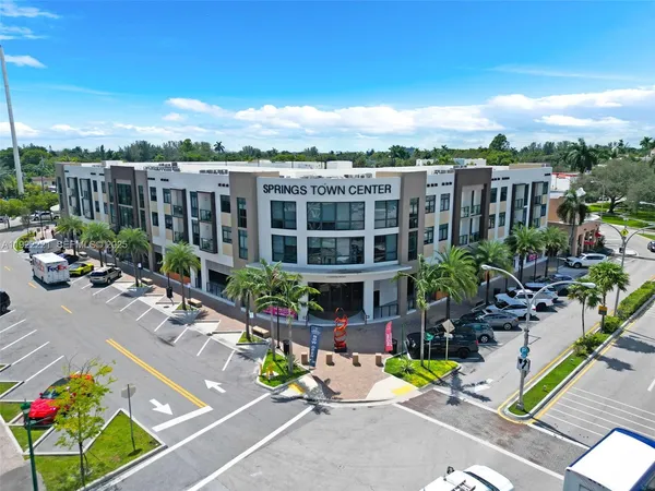 a view of a city with sitting area