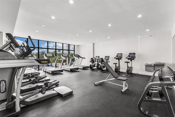 a view of a room with gym equipment