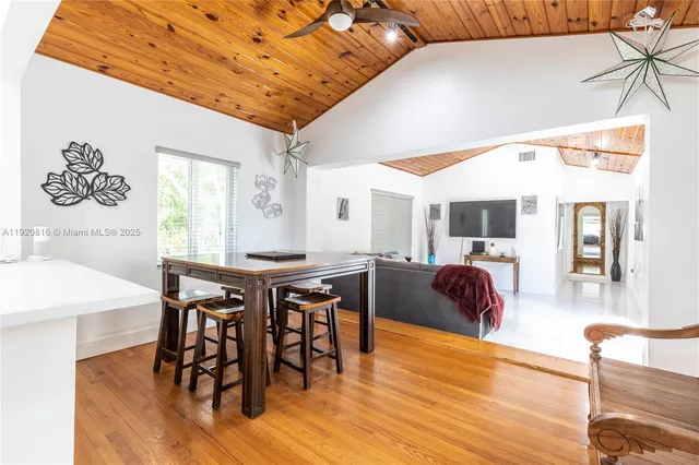 a bedroom with furniture and a wooden floor