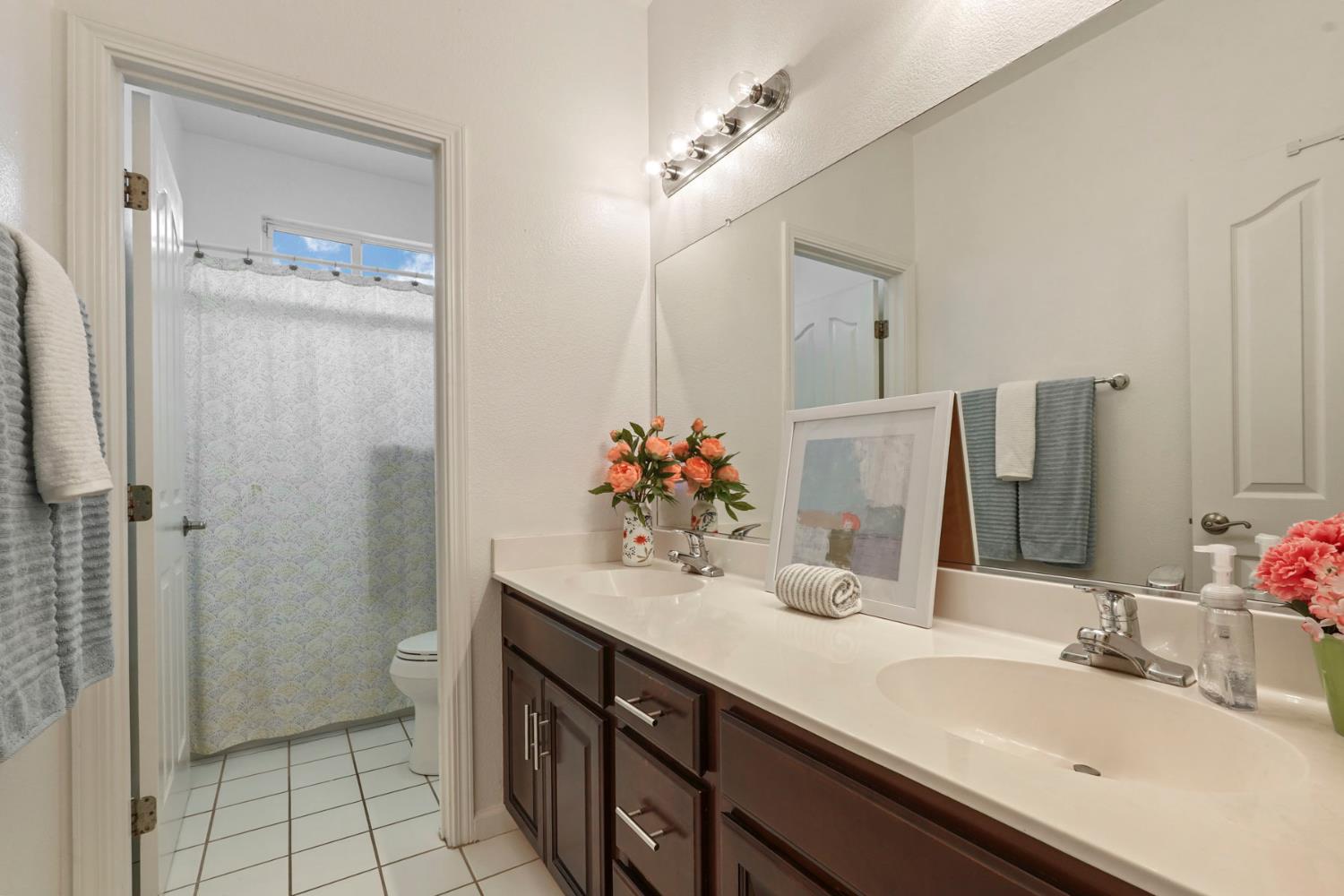732 Pradera Way San Ramon, CA 94583 - Photo 20 of 45 a bathroom with a double vanity sink mirror and shower