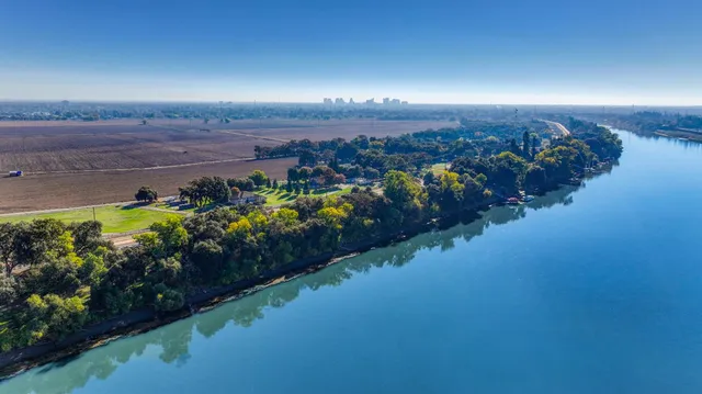 a view of a city with sunset view