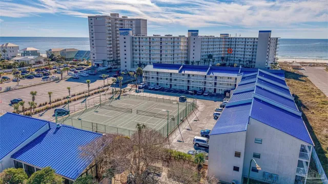 a view of swimming pool from a balcony
