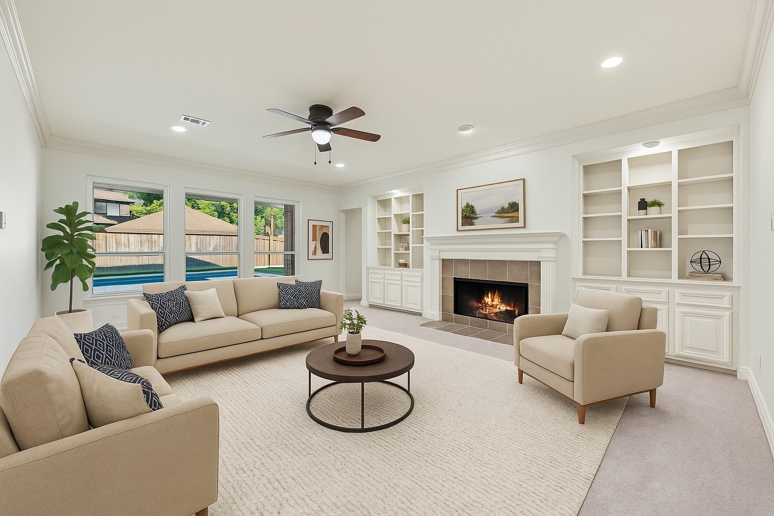 12502 Pavilion Court Tomball, TX 77377 - Photo 16 of 37 a living room with furniture and a fireplace