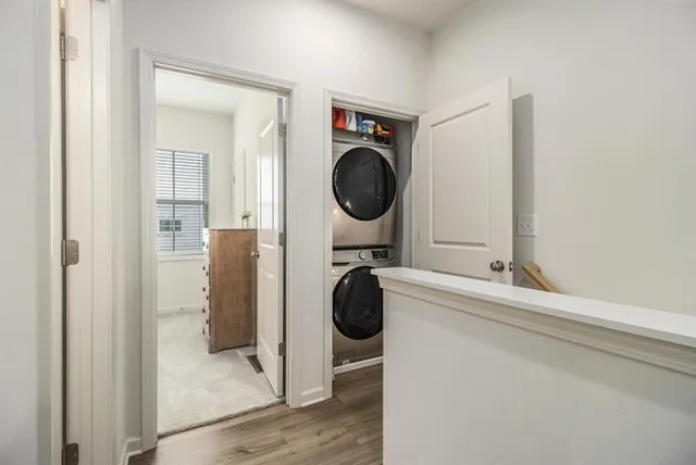 a utility room with dryer and washer