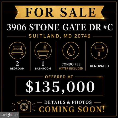 $135,000 | 3906 Stone Gate Drive, Unit C, Suitland, MD 20746