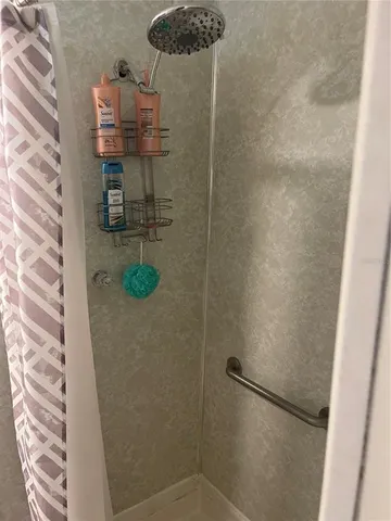 a bathroom with a shower