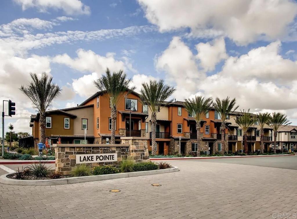 a front view of a building with street