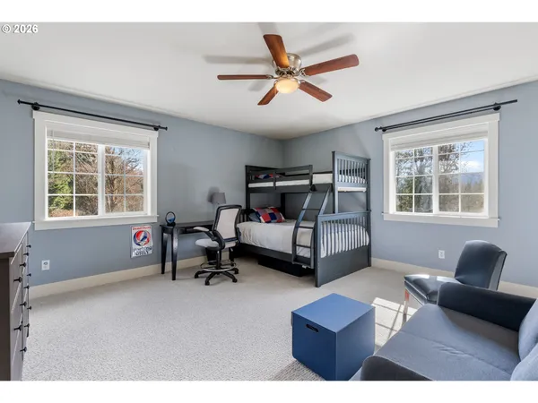 a bedroom with furniture and a window