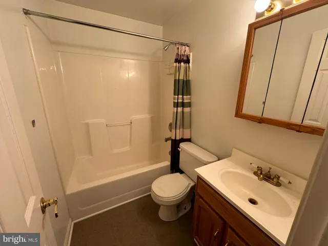 a bathroom with a sink toilet a mirror and shower