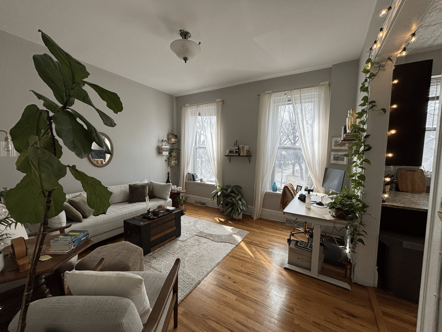 1259 West Fry Street, Unit 2S Chicago, IL 60642 - Photo 8 of 8 a living room with furniture and a flat screen tv