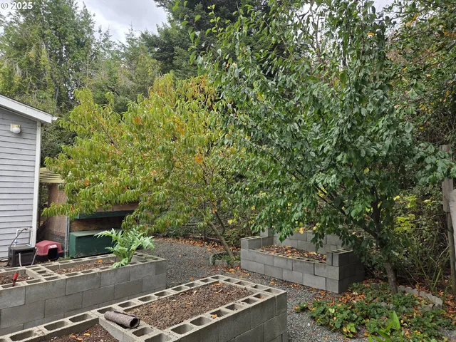 a backyard of a house with lots of green space