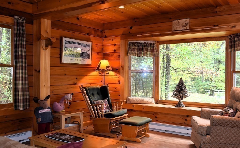 145 Baker Pond Road Dudley, MA 01571 - Photo 12 of 27 a living room with furniture a flat screen tv and a large window