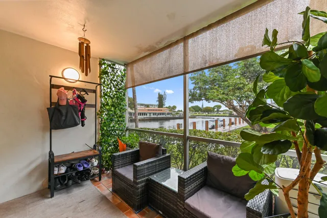 a view of a yard with plants and large trees