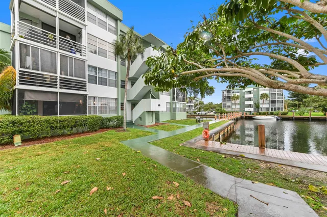 a view of a building with a street
