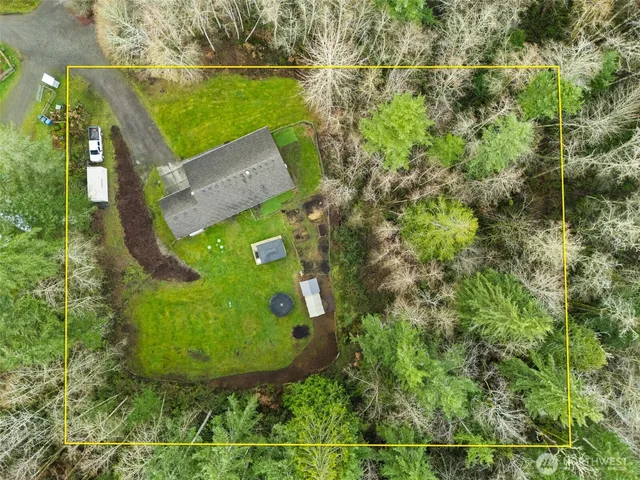 an aerial view of a house