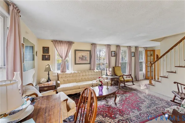 a living room with furniture