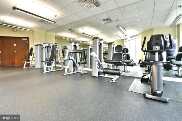 a view of a room with gym equipment