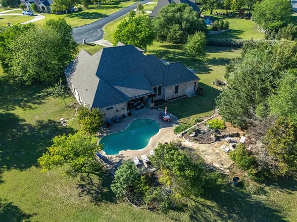 an aerial view of a house