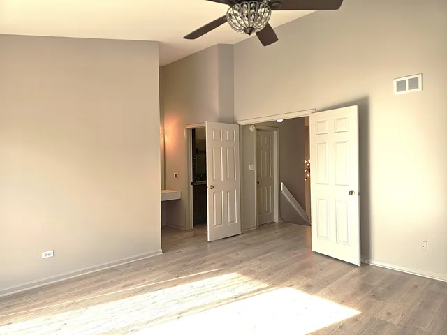 a view of a room with a bathroom