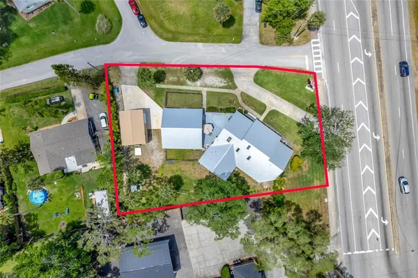 an aerial view of a house