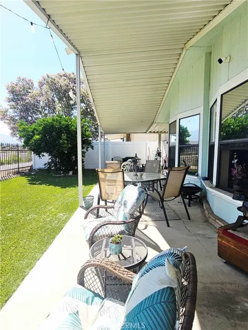 a view of yard with seating space