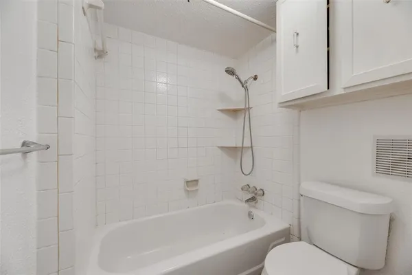 a bathroom with a toilet and a bathtub