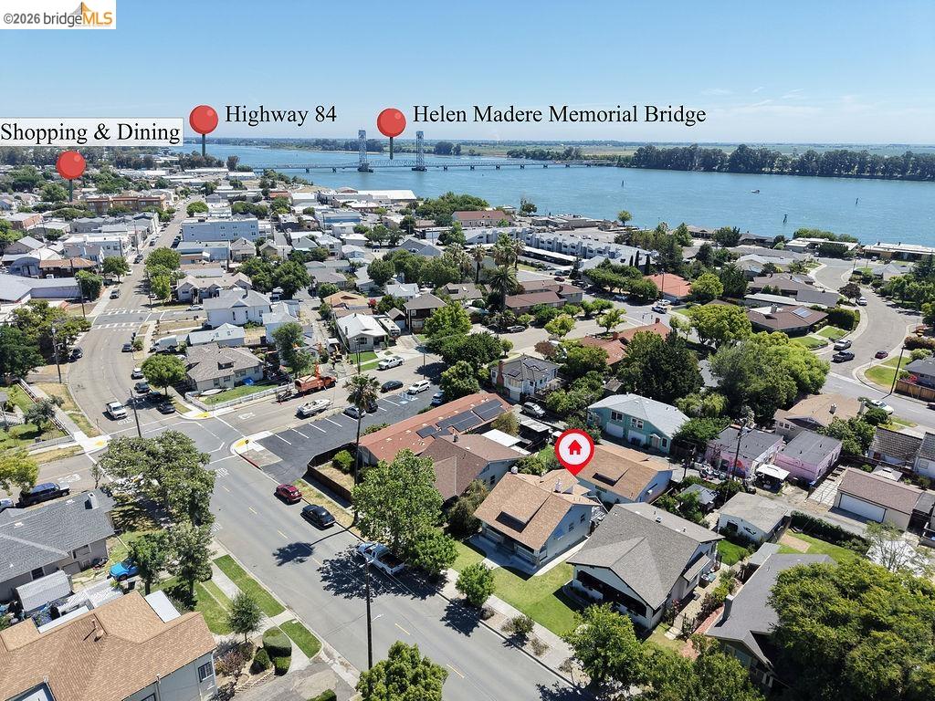 325 South 2nd Street Rio Vista, CA 94571 - Photo 1 of 33 Aerial perspective showcasing residential properties and a visible waterway