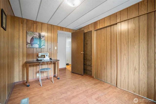 a workspace with furniture