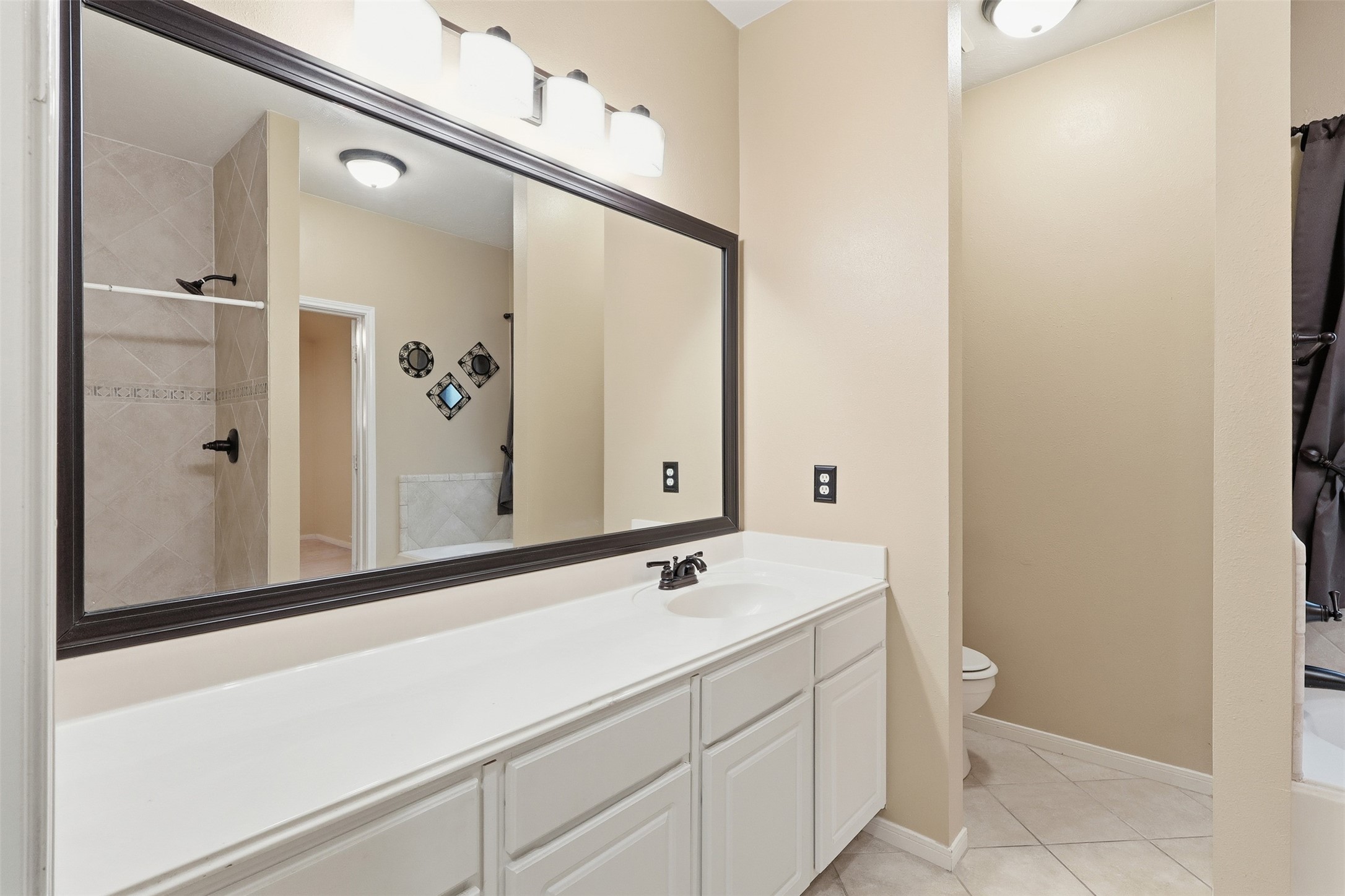 17423 Morning Star Avenue Crosby, TX 77532 - Photo 14 of 23 a bathroom with a sink and a mirror