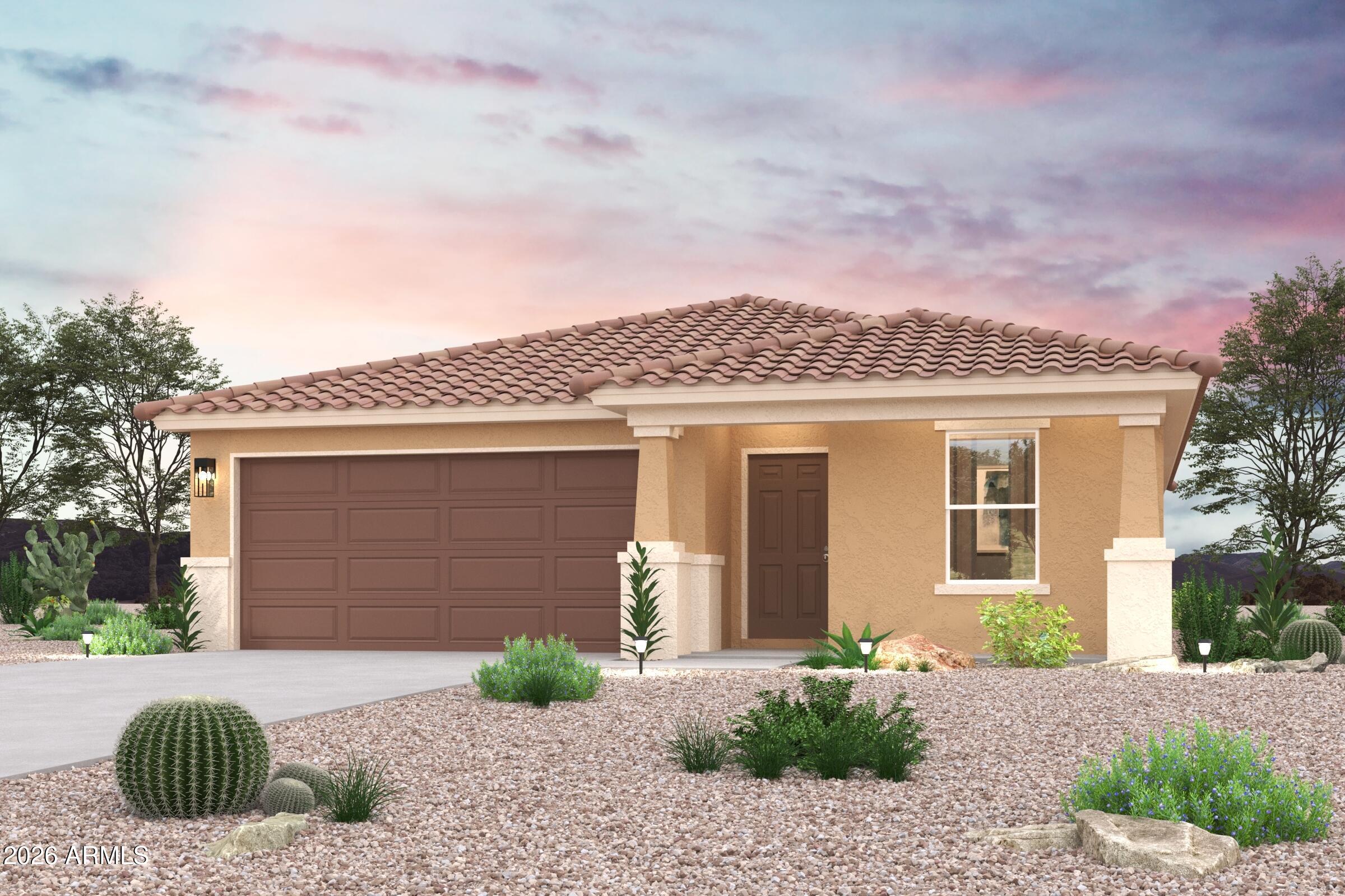 1025 Elliot Street Florence, AZ 85132 - Photo 1 of 2 a front view of a house with a yard and garage