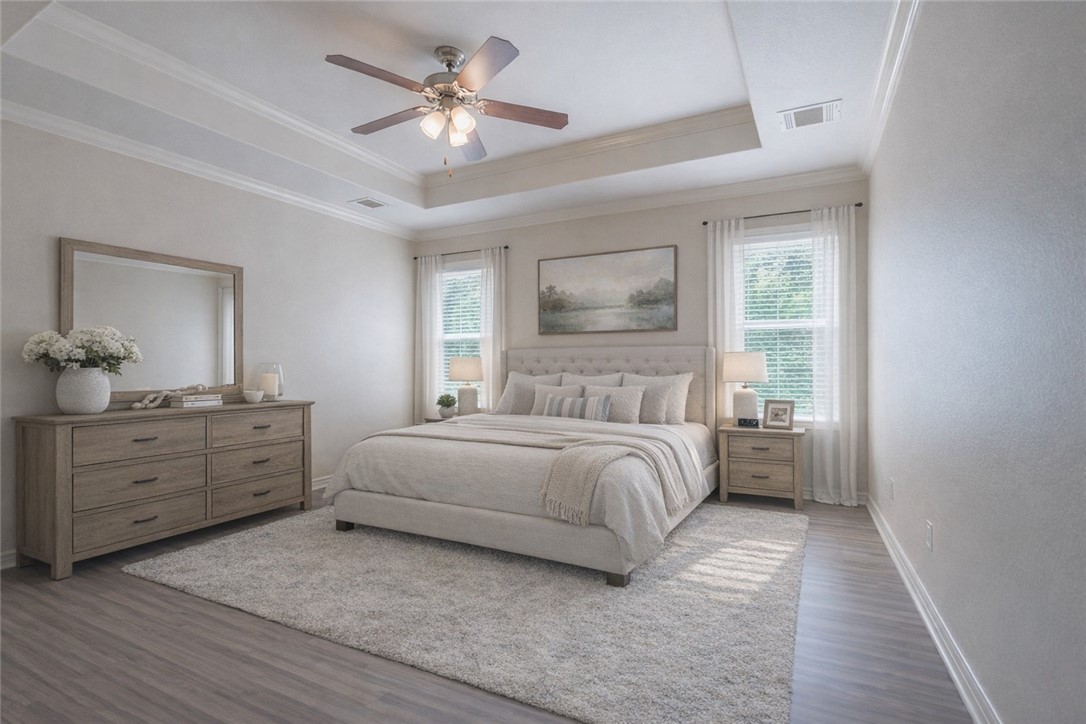 3309 Keefer Loop College Station, TX 77845 - Photo 8 of 27 a bedroom with a large bed and a chandelier