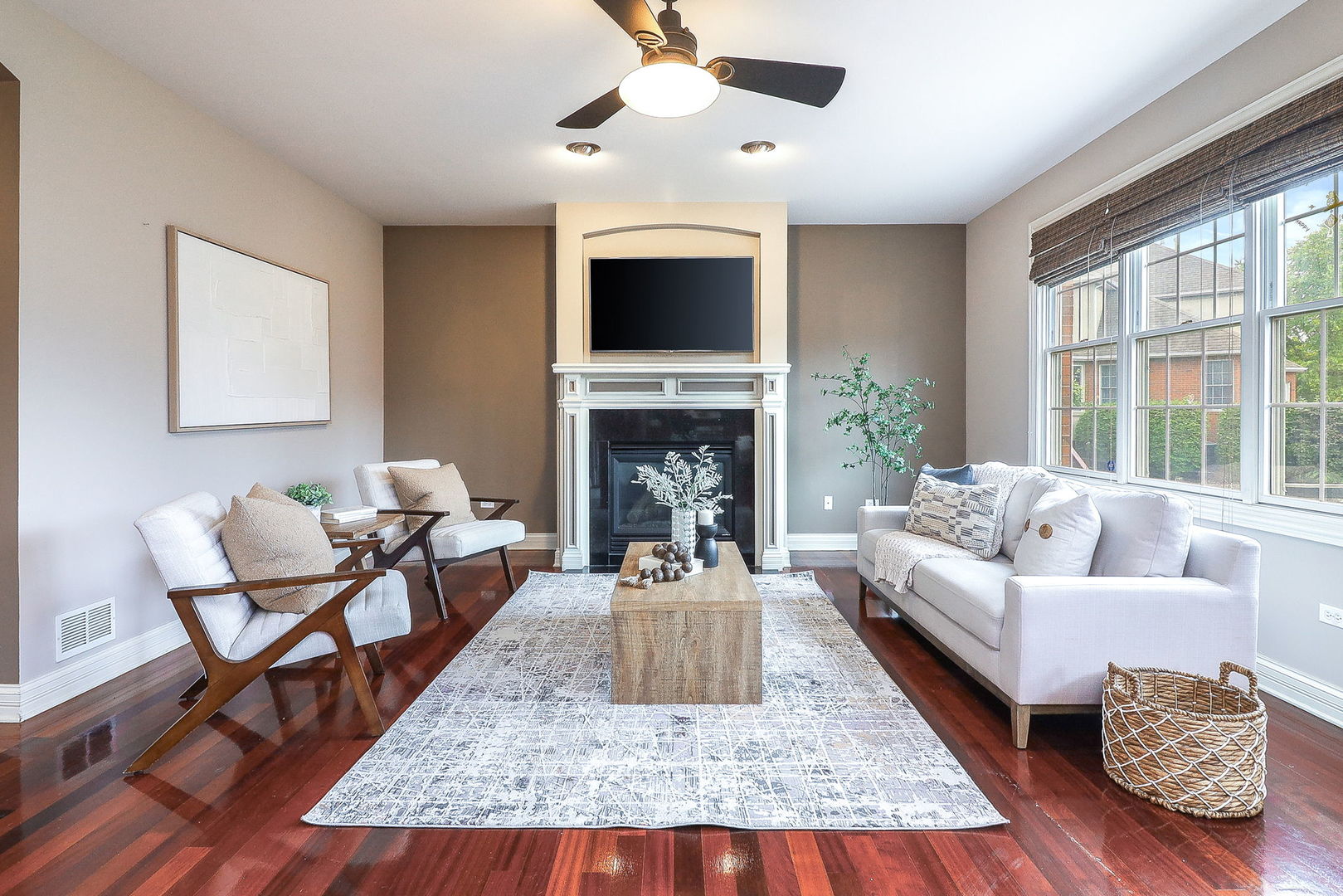 1208 Connamara Court Westmont, IL 60559 - Photo 14 of 36 a living room with furniture a flat screen tv and a fireplace