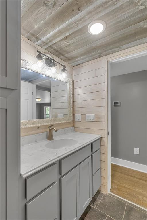 143 Inman Drive New Brighton, PA 15066 - Photo 19 of 29 a bathroom with a granite countertop sink and a mirror