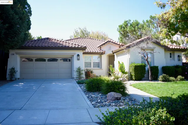 a front view of a house with a garden and plants