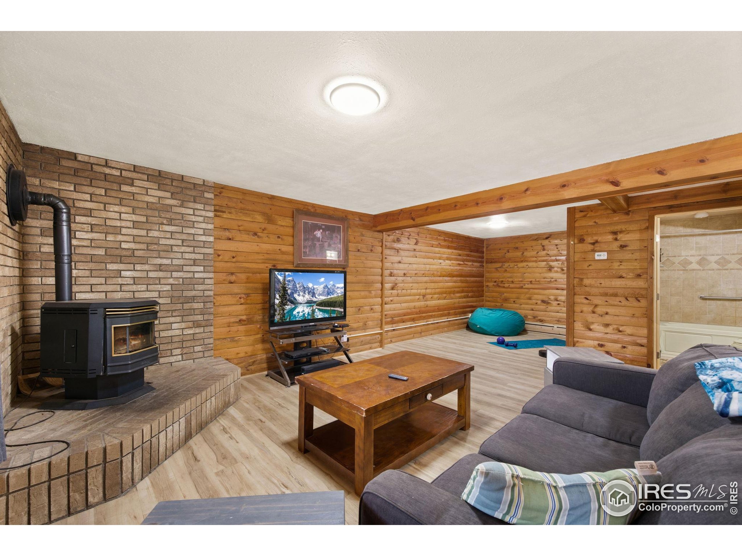269 Cox Court Bellvue, CO 80512 - Photo 25 of 47 a living room with furniture a flat screen tv and a fireplace