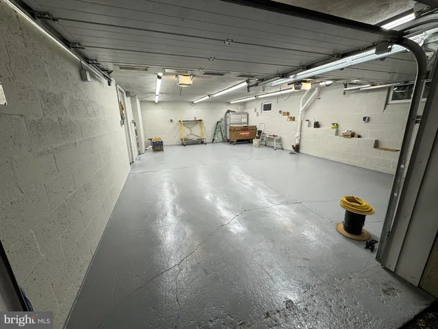 a view of parking garage with window