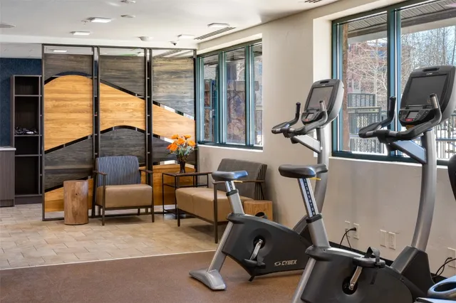 a view of a room with gym equipment