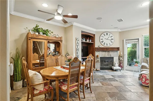 a living room with a fireplace
