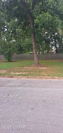 a view of a yard with a lake view