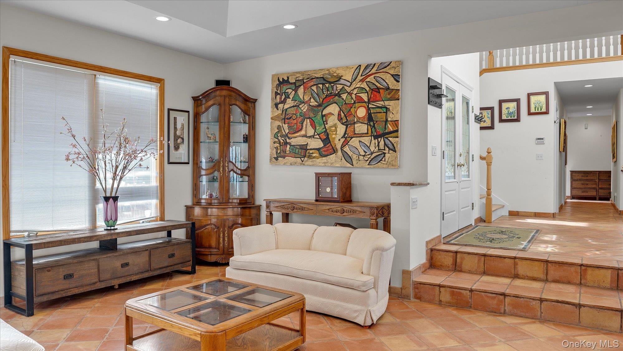 3400 Dignans Road Cutchogue, NY 11935 - Photo 6 of 34 Living room featuring recessed lighting and light tile patterned flooring