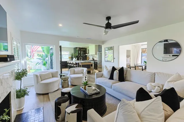 a living room with furniture and a couch