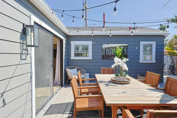 a view of a deck with a chair