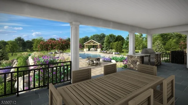 a front view of a house with swimming pool