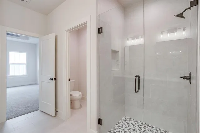 a bathroom with a shower