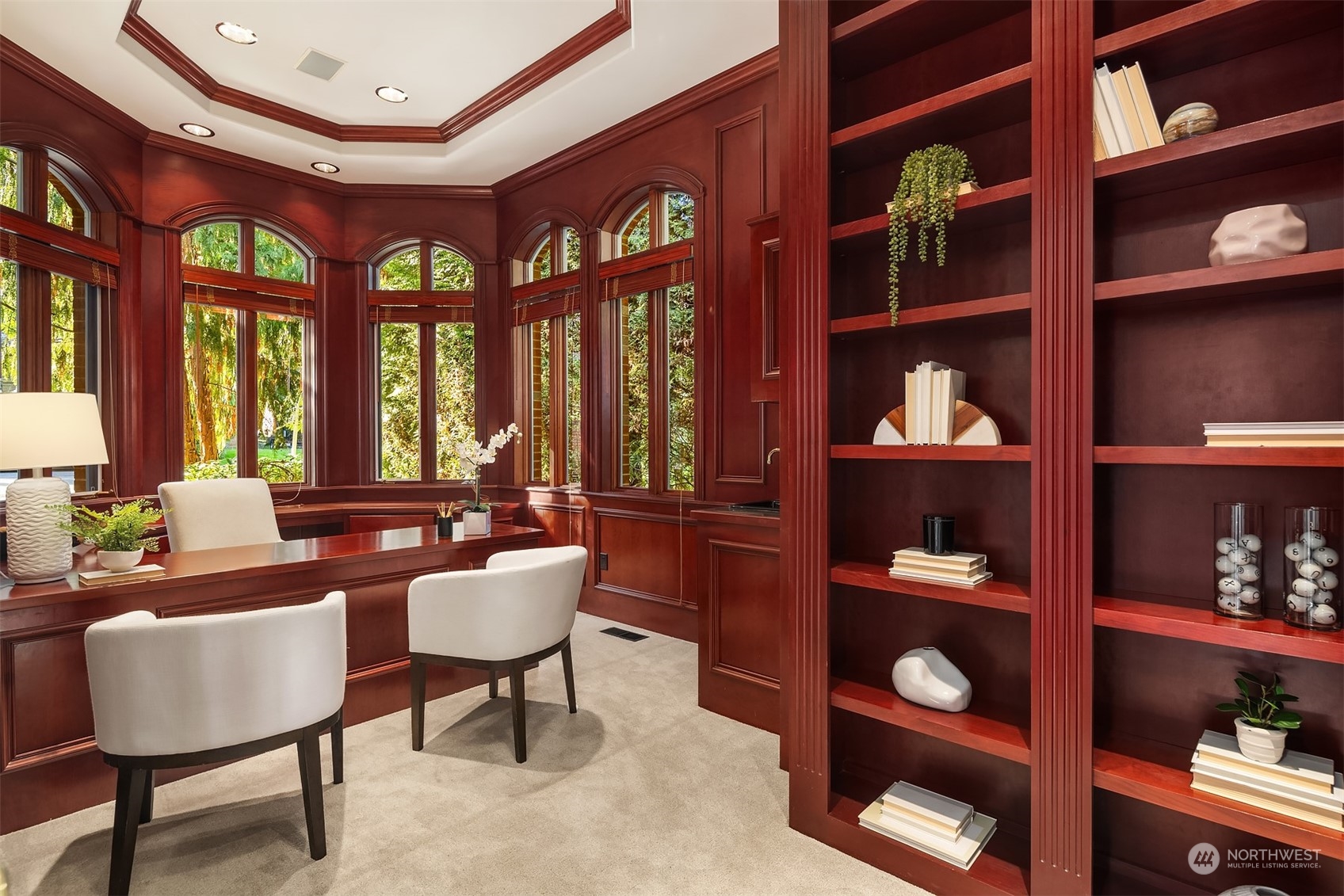 4452 Ferncroft Road Mercer Island, WA 98040 - Photo 21 of 39 a dining room with furniture and a floor to ceiling window
