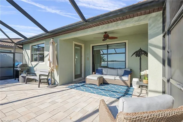 a living room with a couch and a table