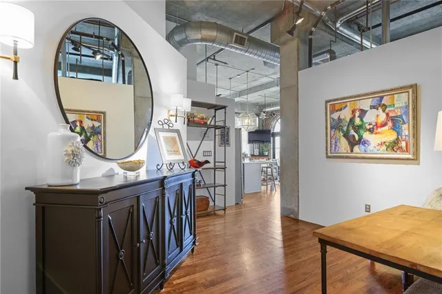a view of livingroom with furniture and wooden floor