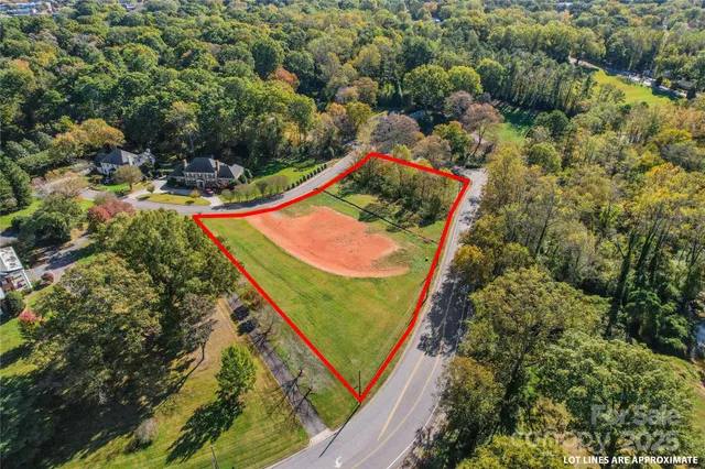 an aerial view of a backyard