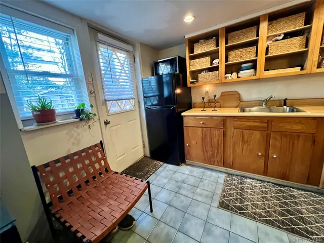 a living room with a couch and a table