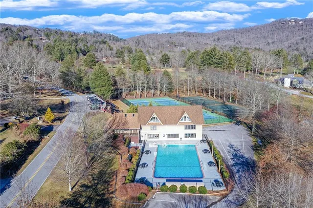 a view of a city with mountains in the background